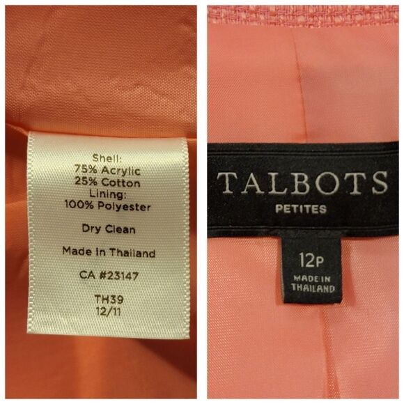 Talbots Pink Textured 3/4 Sleeve Open Front Blazer - Picture 14 of 16